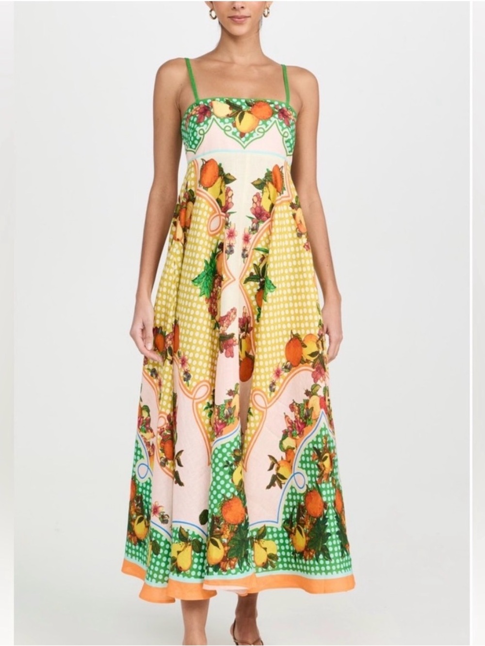 ALÉMAIS Lemonis Printed Linen Midi Dress